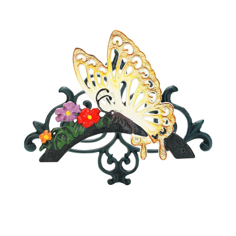 Sungmor Cast Iron Garden Hose Holder, Heavy Duty Wall Mounted Hose Hanger, Decorative Butterfly Water pipe Organizer, Hose Reel Rack for Outside, Garden Yard Decor - Image 1